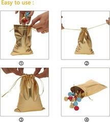 Pack of 100 3.54″x4.72″ Heavy Duty Gold Drawstring Organza Jewelry Pouches We…