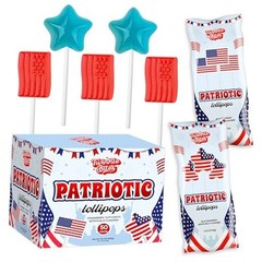 Patriotic Lollipops – Individually Wrapped Flag & Star Shape 50 Pack July 4