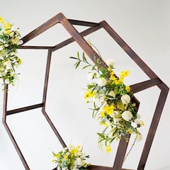 DARK BROWN 7 ft Hexagon Natural Wood Wedding ARCH BACKDROP STAND Party Supplies