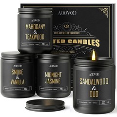 Aoovoo Scented Candles For Men – 4 Pack Candles For Home Scented 36Oz Soy Wax