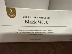 Threshold LED Pillar Candle Set 2PK 3in Black Wick