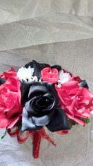 Black Red and White wedding Cascade bouquet toss & bout RUSH ORDERS AVAILABLE