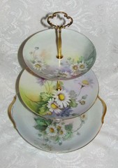 Custom Three Tier Tea Party Cake Stand Made With Vintage Hand Painted Plates