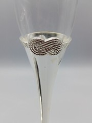 Vera Wang Wedgwood Infinity Toasting Champaigne Flutes Silver & Glass Set of 2