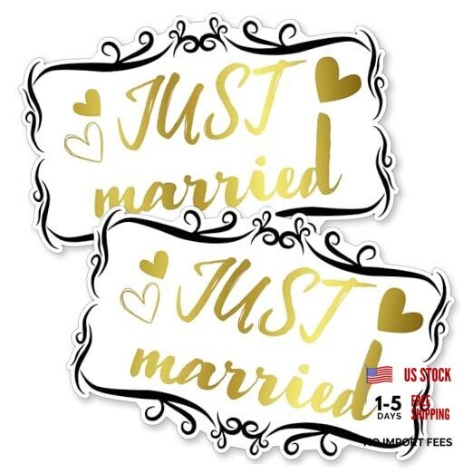Decorative Car Magnet for Honeymoon or Wedding, Just Married, 14 x 9.5-Inch,