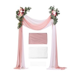 Uimoso Artificial Wedding Arch Flowers Kit with Drapes Kit Deluxe White Pink
