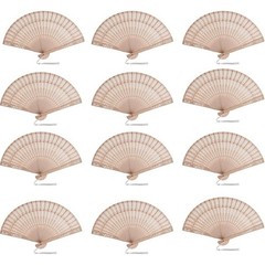 50 Pcs Sandalwood Hand Fans Wedding Favors W/ Organza Bags & Thank You Tags New