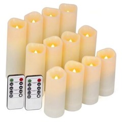 12 Pc LED Candles Flickering Flameless Candles with Remote & Timer Ivory White