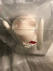 CELEBRATE IT WEDDING CANDLE SET 3 pc NEW LACE RHINESTONE PEARLS SALE! Stunning