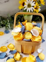 Yellow Rose Petals Dusty Blue Flower Petals Wedding Decor I Do Proposal Box
