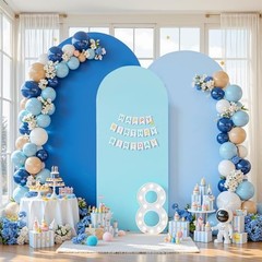 Set of 3 Arch Backdrop Covers(6ft, 5ft, 6FT,5FT,4FT Light Blue+Blue+Dark Blue