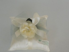 Ring Pillow SMALL WITH ROSE ON TOP WHITE 4 X4 INCH