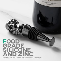Homestia Skull Wine Stopper, Bottle Stopper Saver, m, Black