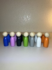 7pcs Wooden Peg Unisex People Nesting Set Peg Dolls Crafts
