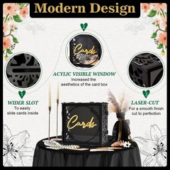 Black Gold Wedding Card Box PVC Holder Graduation Bridal Shower Envelope Slot