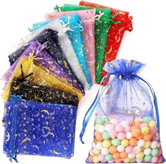 100 Luxurious Moon Star Organza Gift Bags – Ideal for Weddings & Special Events