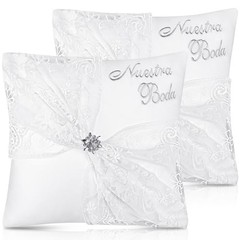 Set of 2 Wedding Kneeling Pillows Cover, 17 x 15 Inch Embroidered Classic