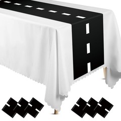 Preboun 6 Pcs Plastic Checkered Table Runner 14 x 108 Inch Racetrack Road Tab…