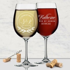 Personalized Wine Glass – 14 oz Gift for Her, Bridal Party – Monogrammed, Name