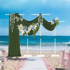 White 4PCS Metal Wedding Backdrop Stands,Party Adjustable Height Backdrop Stands
