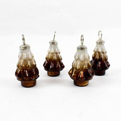 Set of 4 Threshold Brown and White Glass Christmas Tree Place Card Holders