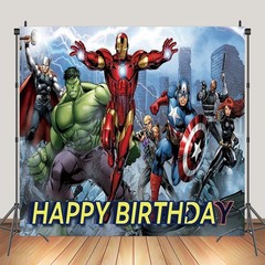 Avengers Birthday Banner, Party Decorations Background for Children – Happy B…