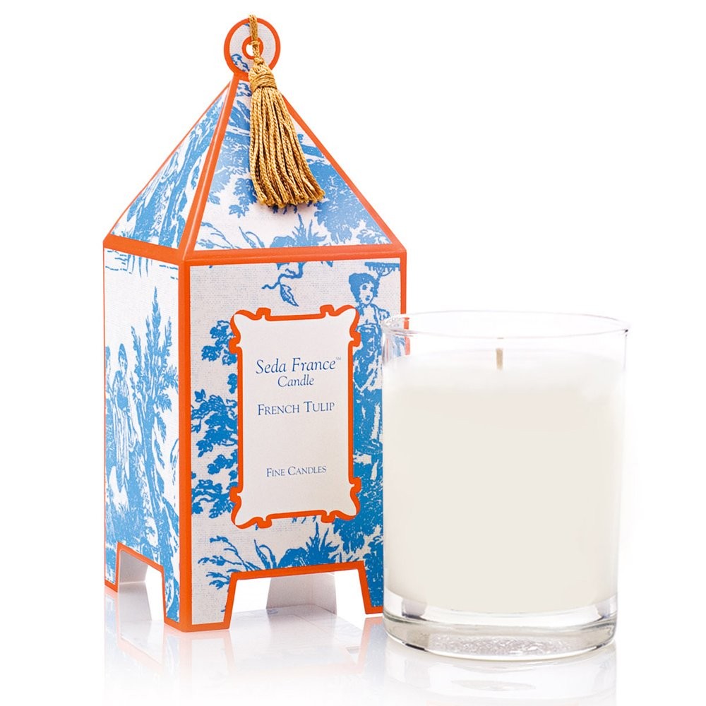 Seda France Classic Toile Pagoda Box Candle, 10.2 Ounce (Pack of 1), White