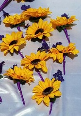 24 Pc Wedding Bouquet Set, Purple Rose, Yellow Sunflowers, Bouquet Package