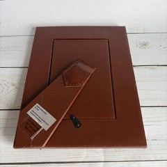 Pre-owned Huntley Leather Pet Dog Picture Frame w/Silver Bone Accent Excellent