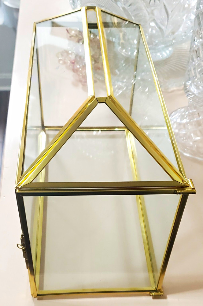 Glass Rectangle Card Box Hinged Lid Great To Secure Cards