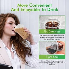 6oz Clear Plastic Drinking Cups (90 Pack) with Strawless Sip 1 Clear – 16 ounce