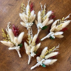 Dried Flowers Boutonnieres for Men Wedding Set of 6 Groom