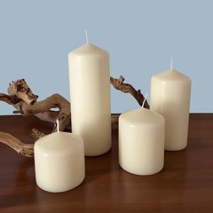 Stonebriar Unscented Pillar Candles – 65 Hour Burn Time, 3″ x 6″, Ivory