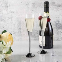 5 oz Plastic SILVER Champagne FLUTES Glasses Wedding Disposable Tableware Party