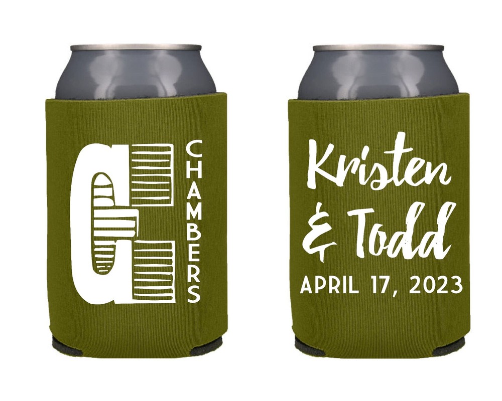 Personalized Monogram Wedding Reception Party Favor Can Coolers
