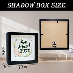 Honeymoon Fund Shadow Box Frame, Wedding Money with Slot, Greenery Black