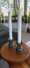 Round Ribbed Glass Taper CANDLE HOLDERS Centerpieces Party Events