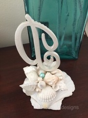Beach Destination Wedding Cake Topper Genuine Shells Hand Designed Letter D