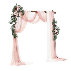 Uimoso Artificial Wedding Arch Flowers Kit with Drapes Kit Deluxe White and Pink