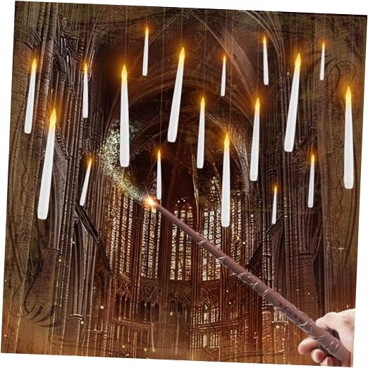Raycare 20 Pcs Floating Candles with Wand, Hanging Candle with Magic Wand 20