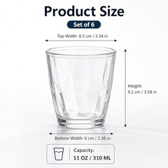 6 PCS Acrylic Drinking Cups, Clear Plastic Drinking Glasses Set, Reusable