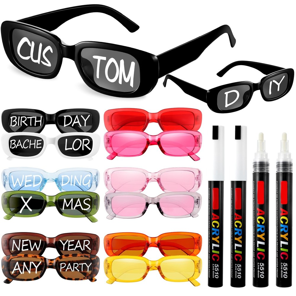 Flutesan 12 Pcs Personalized Rectangle 5.5 x 1.6 x 5.3 inches, Multicolor