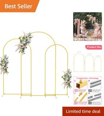 Stunning Set of 3 Metal Arch Backdrops – 7.2FT, 6.6FT, 6FT for Any Occasion