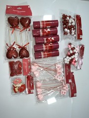 Lot of 12- Glitter Tulle 6X3 Yards Fuchsia. Glitter Foam Hearts Lip Love & More