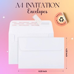 ACSTEP 100Pack A4 Envelopes 4-1/4 X6-1/4 A4(4-1/4 X 6-1/4) 100 PCS, White