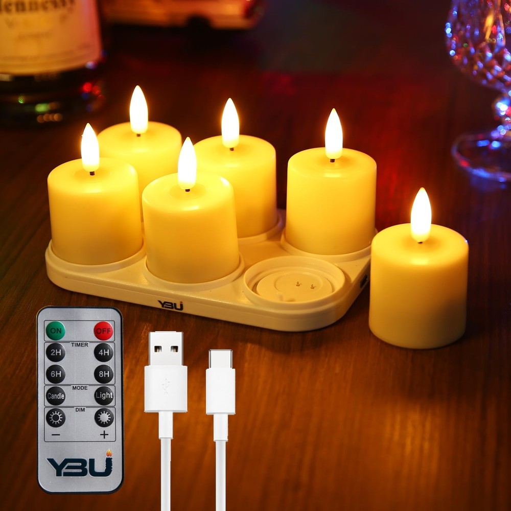 YBU Rechargeable Flameless Tea 1.6 inches x x 2.2 inches, Amber