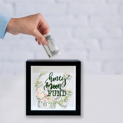 Honeymoon Fund Shadow Box Frame, Wedding Money with Slot, Greenery Black