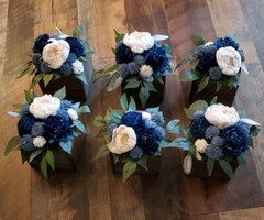 Navy Dusty Blue Centerpieces Sola Wood Flower Arrangement Wedding Tables Decor