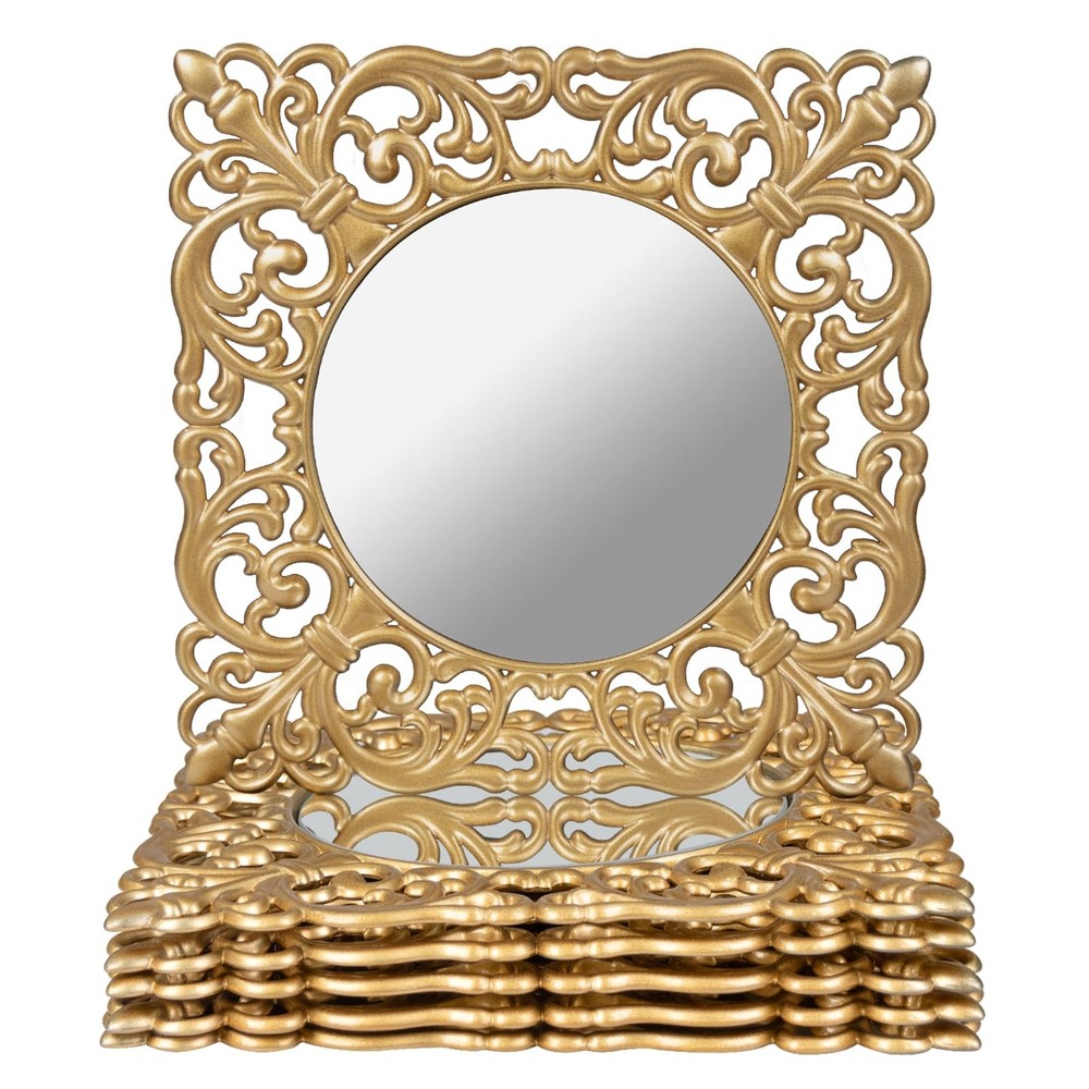 MAONAME 12″ Gold Charger Plates Set of 6, Mirror Charger for Dinner Plates, P…