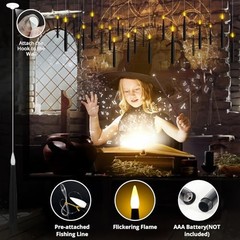 Floating Candles with Wand Remote Timer – 24 Pcs Magic LED Hanging Flameless